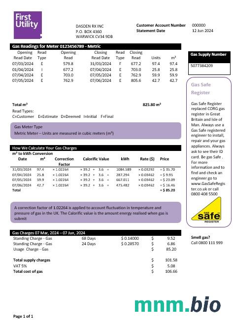 Wielka Brytania Warwick pierwszy szablon rachunku za media Biznesowe w formatach Word i PDF